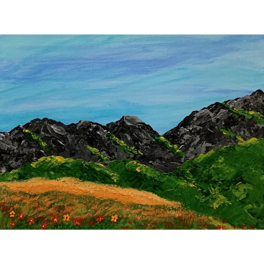 Fall Fields of Flowers Original Painting, Acrylic